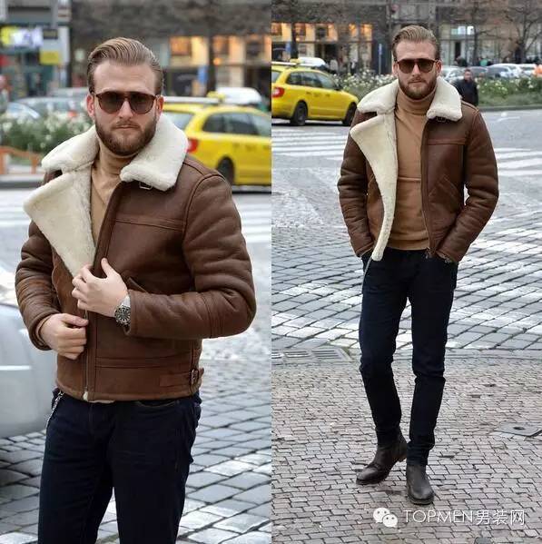 复古保暖夹克,belstaff剪羊毛飞行员夹克