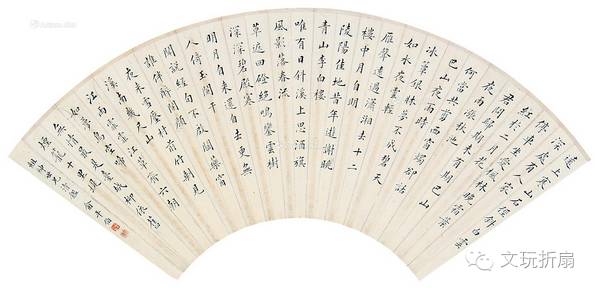 扇面作品65幅扇子拍卖价格,清代十三行檀香折扇拍卖价格