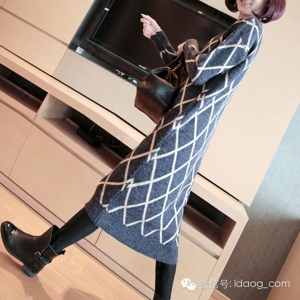 毛衣超级长,毛衣长高级感