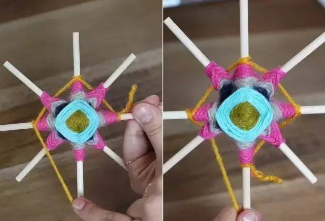 用毛线和竹棍编十字架,木棍编织方法图解