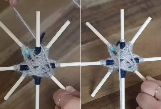 用毛线和竹棍编十字架,木棍编织方法图解