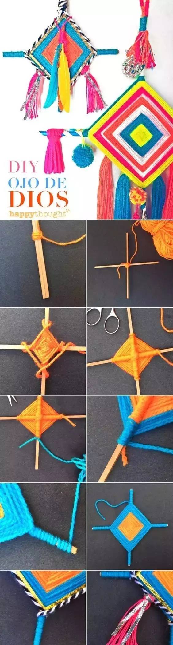 用毛线和竹棍编十字架,木棍编织方法图解