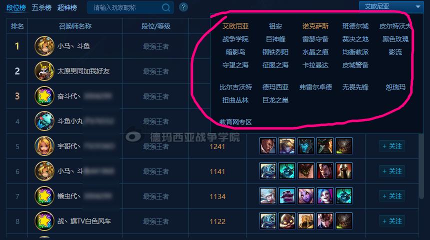 LOL有一个服务器好另类啊，最强王者前5名竟没有代练广告？