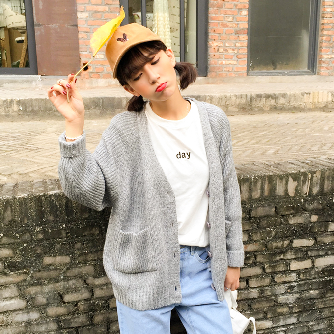 复古韩系宽松慵懒风毛衣,韩系毛衣轻奢小众高级感