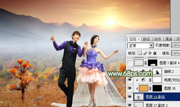 ps调色中式婚纱照,2022ps婚纱外景调色教程