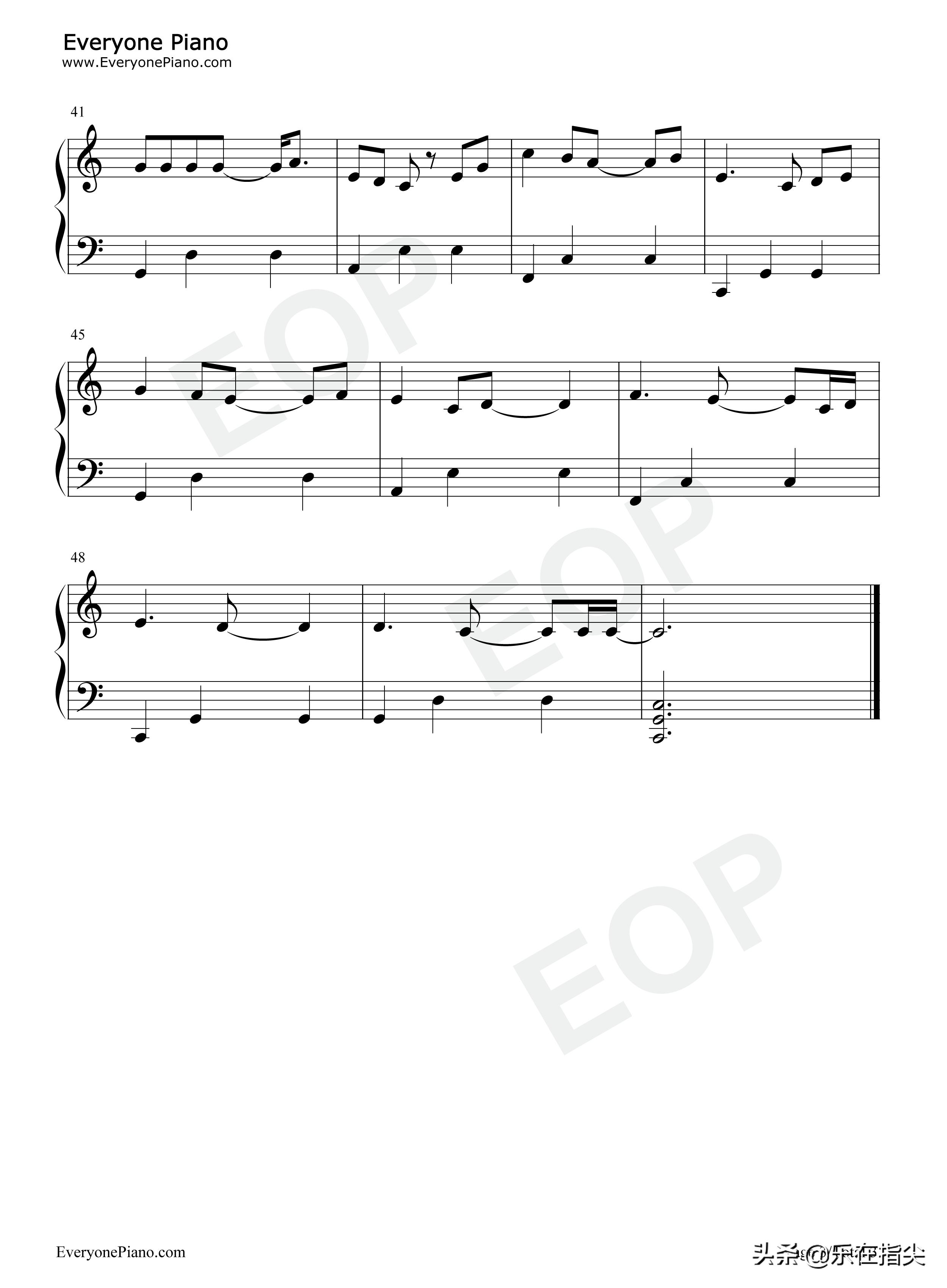 perfect钢琴五线谱完整版,c调钢琴五线谱大全