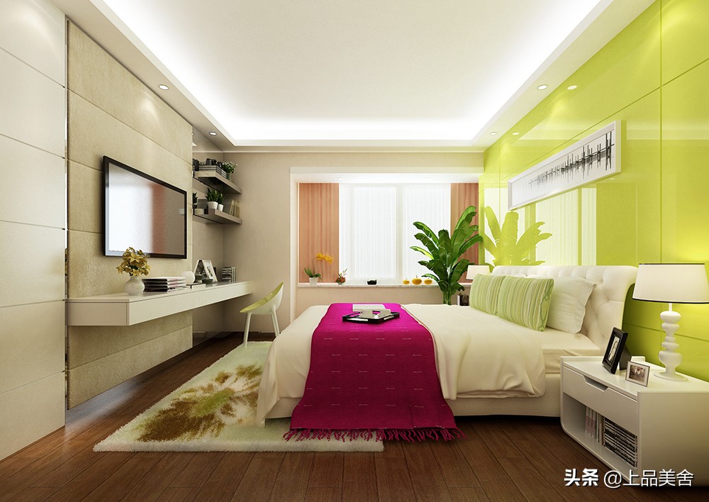 小户型客厅沙发绿色背景效果图,现代简约橙色沙发背景效果图