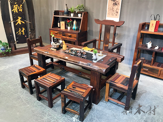 复古老船木家具,原生态老船木茶几家用