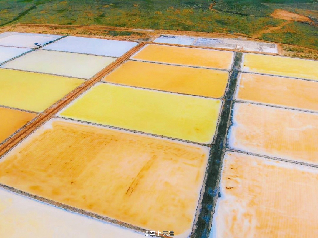 潍坊滨海七彩盐田,七彩盐田航拍