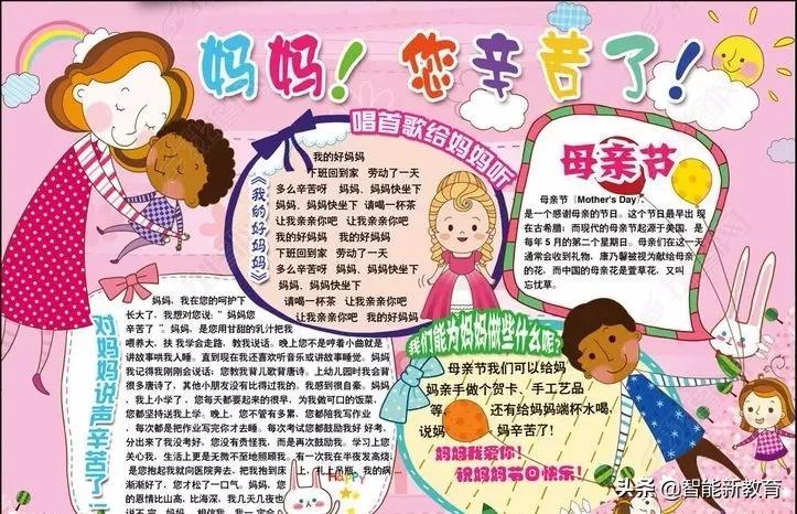 无水印手抄报可打印版母亲节,三年级母亲节最简单的手抄报