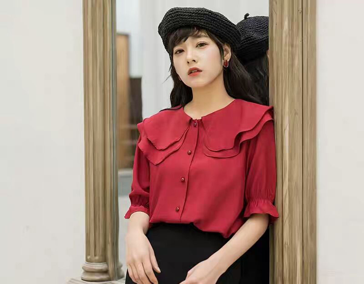 雪纺短袖上衣年轻时尚,雪纺短袖上衣夏季中长