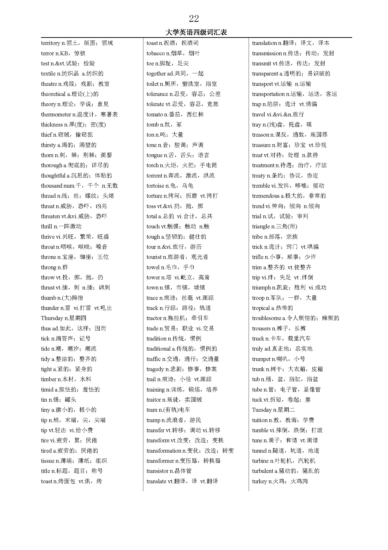 大学英语四级词汇最全版,2023大学四级英语词库在哪