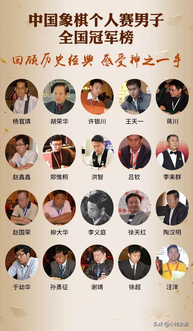 中国象棋个人赛冠军排行榜,中国象棋男子夺冠次数排名