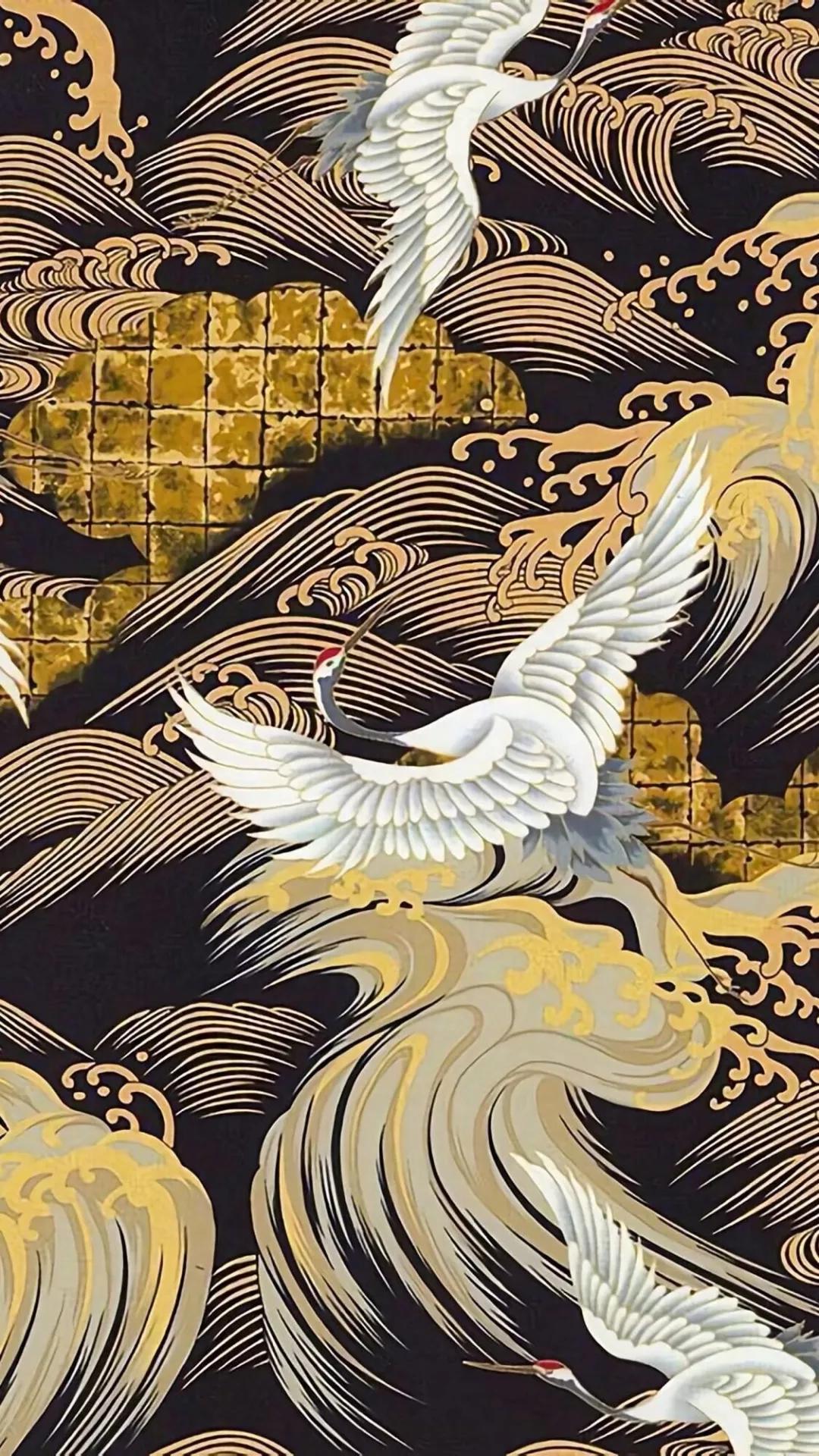 超高清古风仙鹤壁纸,仙鹤图案的中国风壁纸