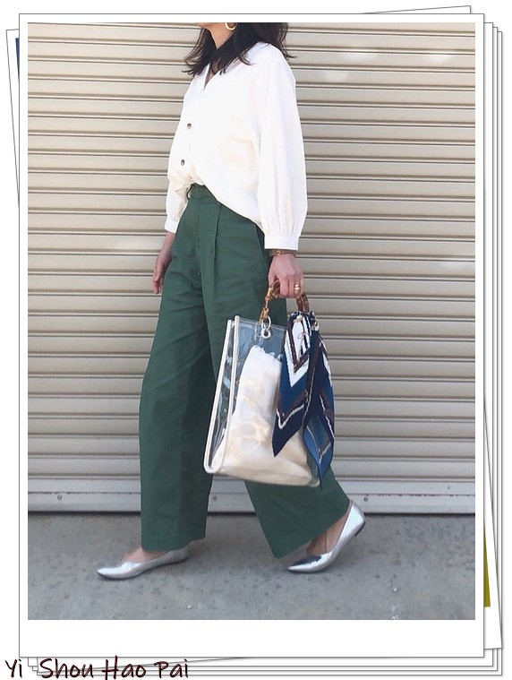 绿色阔腿裤套装搭配什么颜色外套,绿色阔腿裤女款爆款2022新款西裤