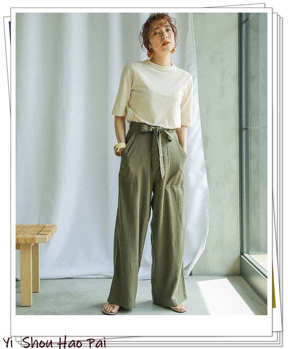 绿色阔腿裤套装搭配什么颜色外套,绿色阔腿裤女款爆款2022新款西裤