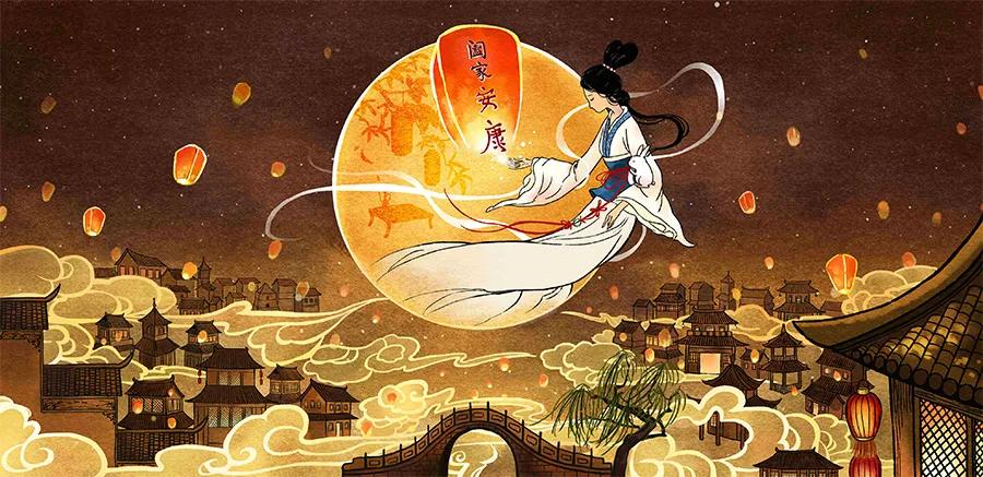 但愿人长久简笔画,千里共婵娟儿童画