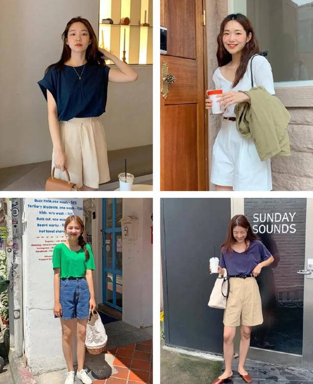 梨形身材高腰中腿裤,爸爸裤子直筒小个子