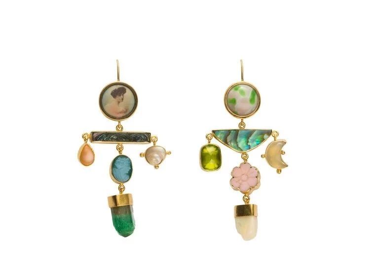 设计师款小众高级感三面彩钻耳环,设计师款耳饰高级感珍珠