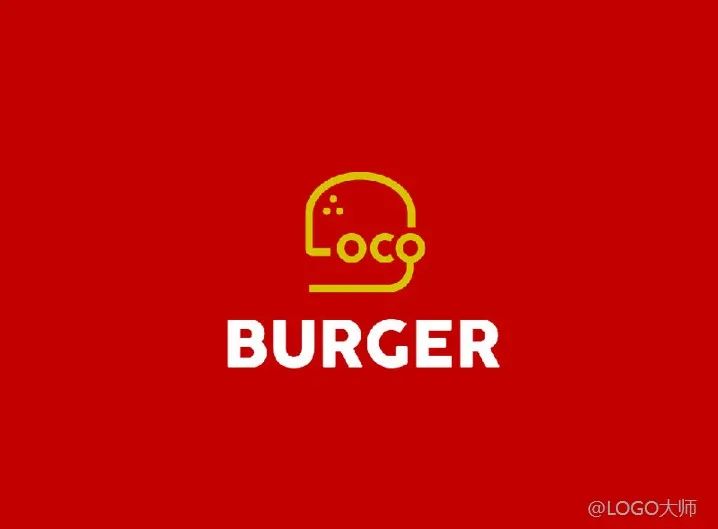 汉堡logo背景设计效果图,汉堡LOGO设计