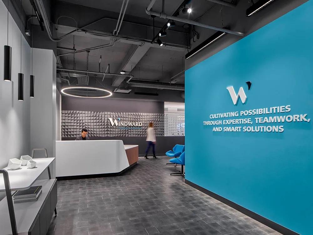 办公室装修32款极简前台,办公室装修前台背景墙怎么选