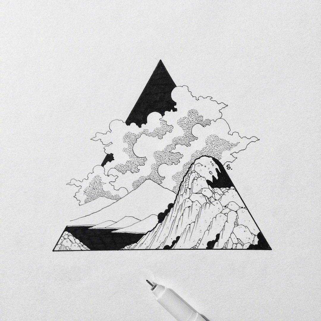 黑白线条意境画图片大全,简单线条意境画钢笔画