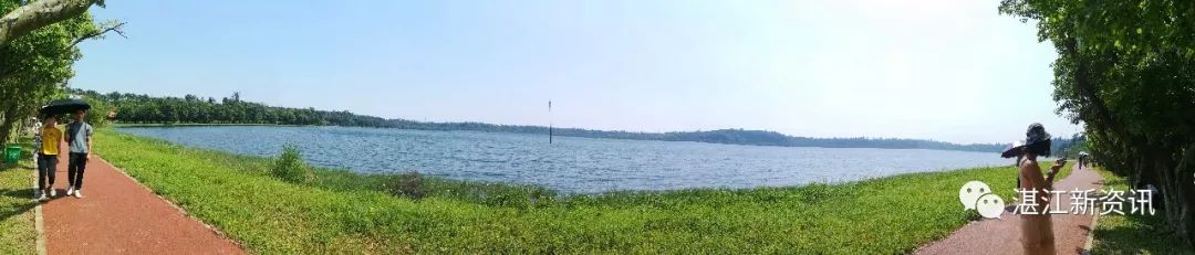 蓝天白云湖面碧波荡漾天然氧吧,湖光岩大自然天然氧吧