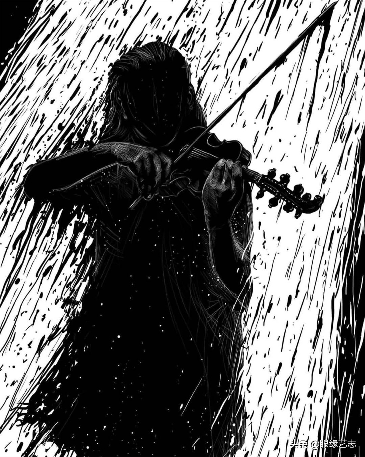 二维宇宙的浓情挣扎：另类的音乐封面插画，穿行暗夜的吟游诗人