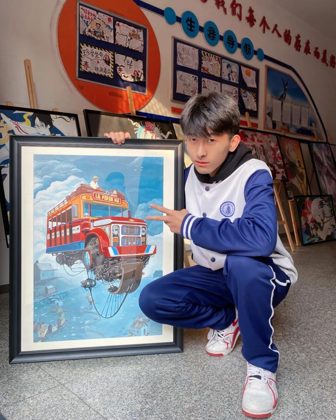丹青溢彩墨韵校园绘画作品,具有创意的校园手绘画