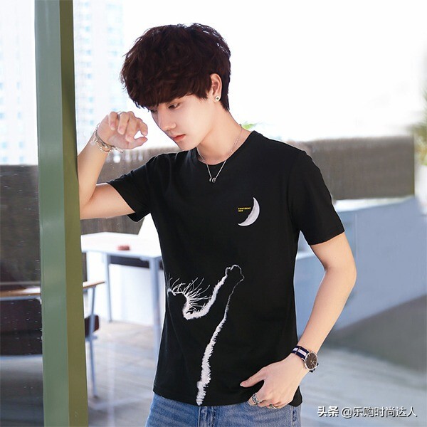 潮男短袖t恤潮流印字,潮男绿t恤短袖
