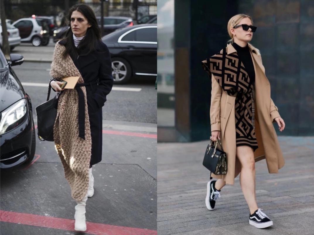 多种系法围巾女款配大衣,搭配大衣超美的一款围巾系法