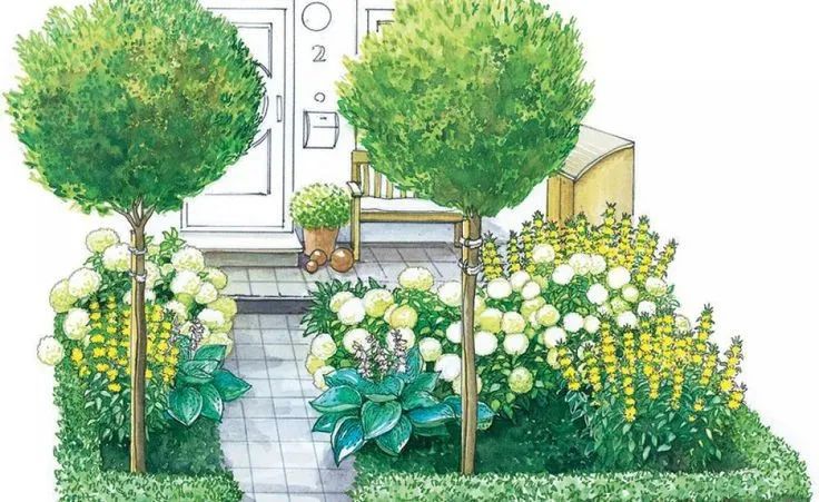 手绘清新小花园,日式庭院迷你小花园手绘