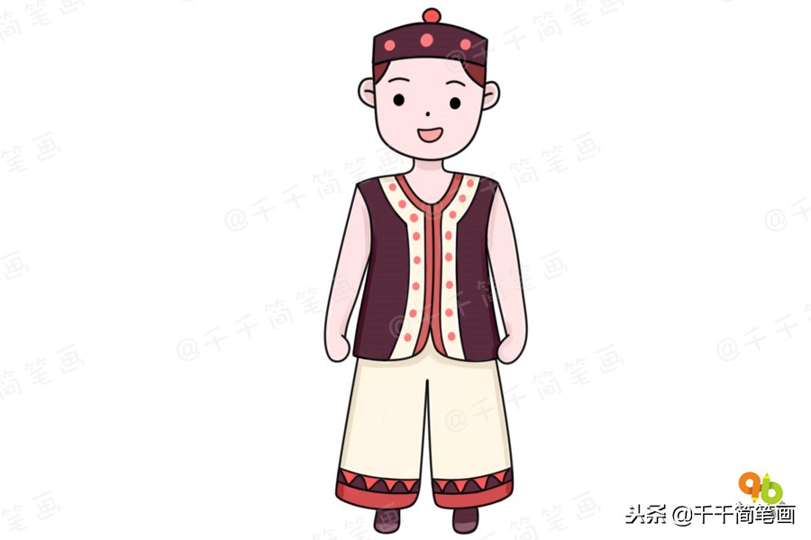 56个民族服装完整版简笔画教程,简笔画入门教学少数民族服饰人物