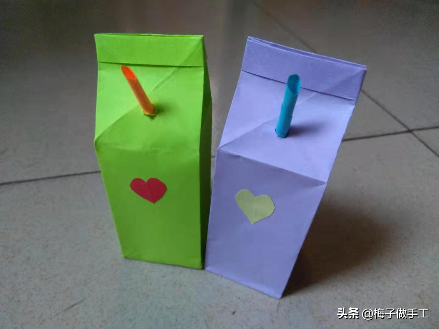 手工折纸简单好看的牛奶盒,简单折纸手工牛奶盒长方形纸