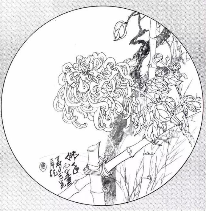 圆面白描作品古风,书法圆面白描作品集