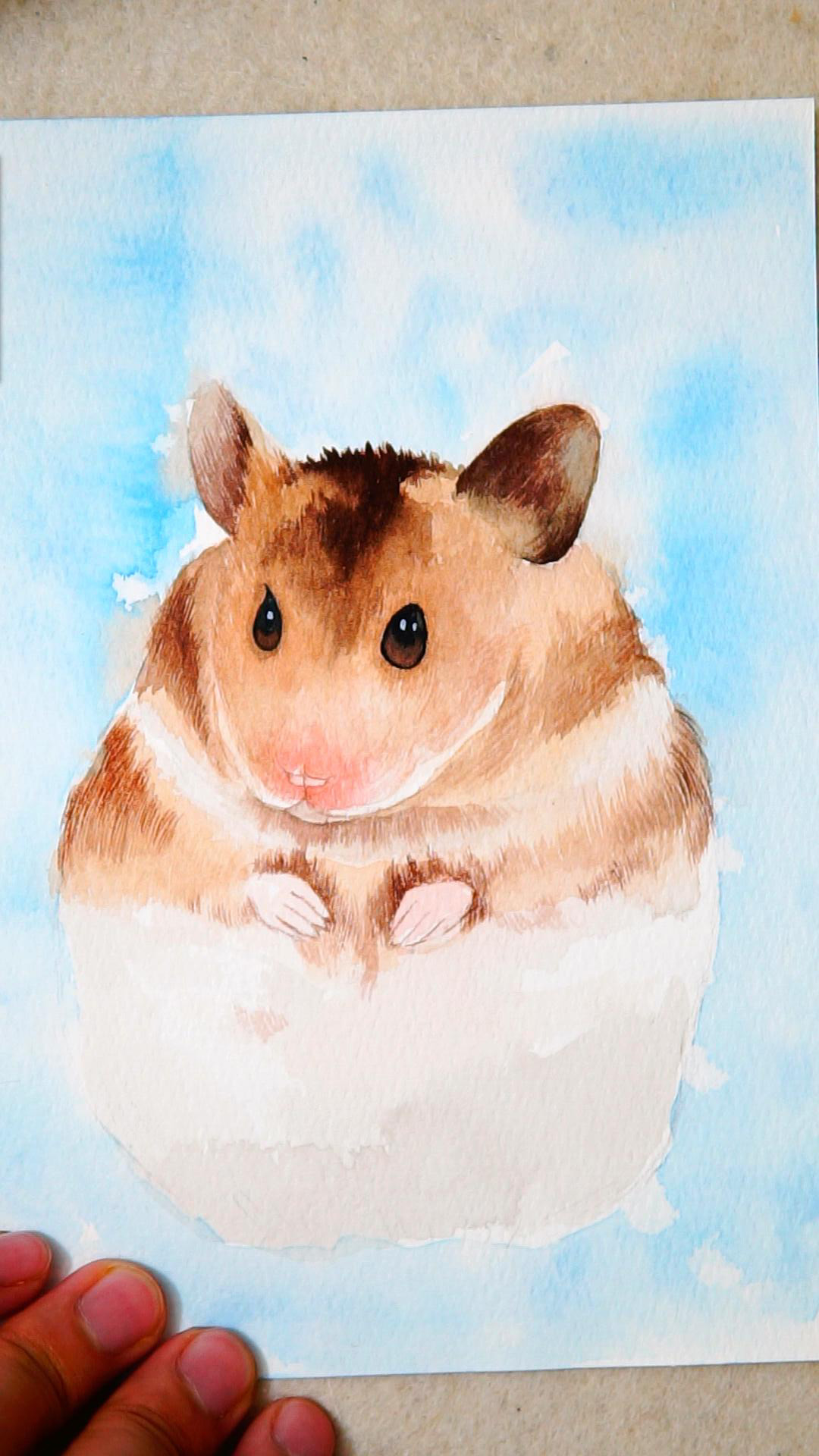 怎么用水彩笔画一个仓鼠视频,可爱的画画教程小动物