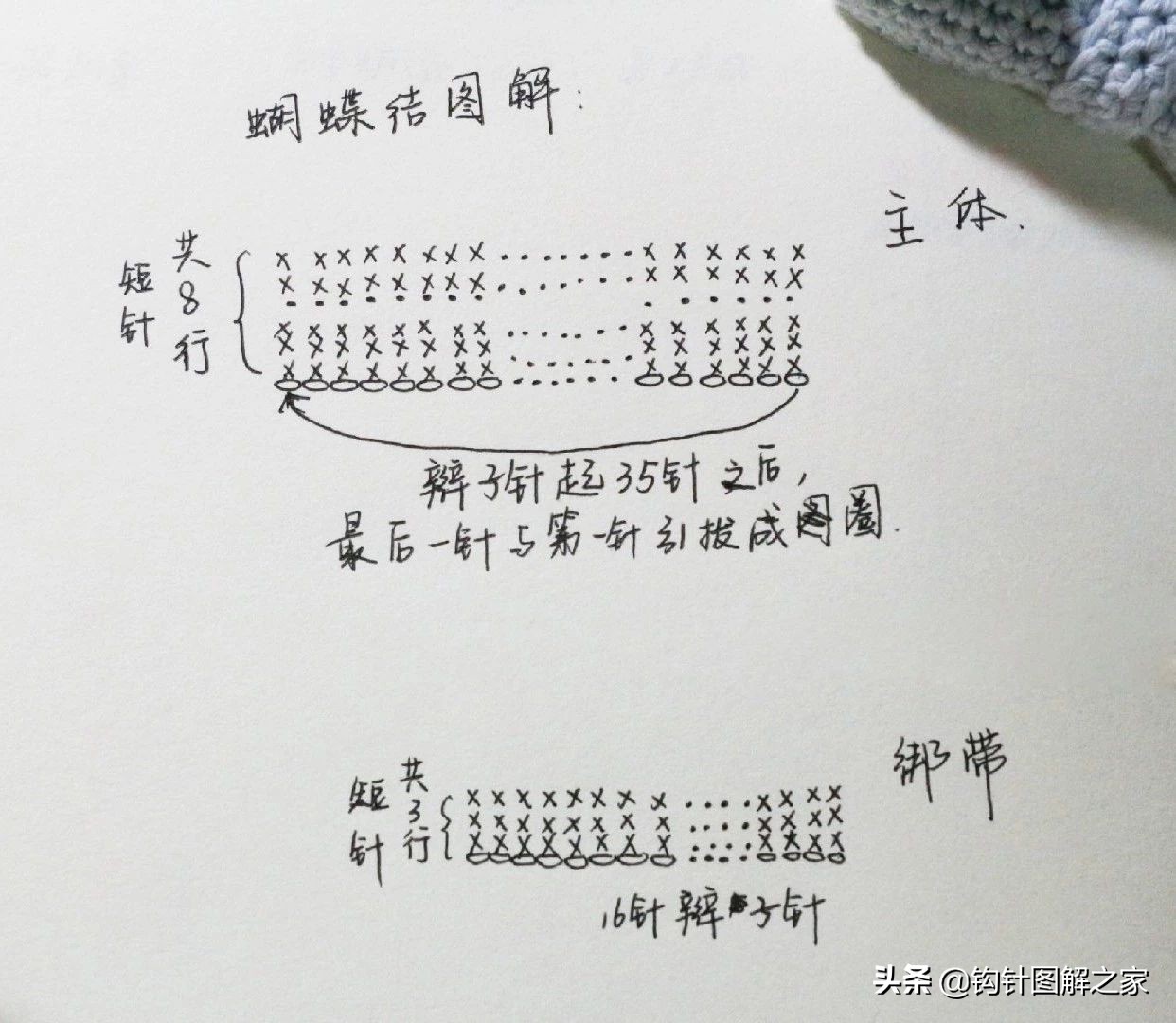 钩针蝴蝶结花样大全图解,钩针蝴蝶结教程全过程