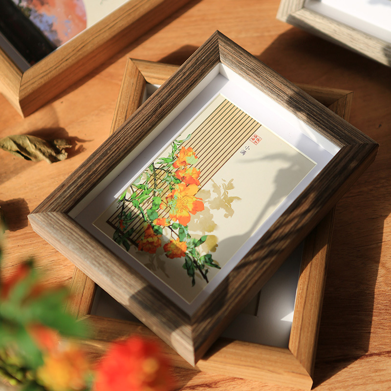 a4画框装裱实木,正方形宣纸实木画框中式装裱字画