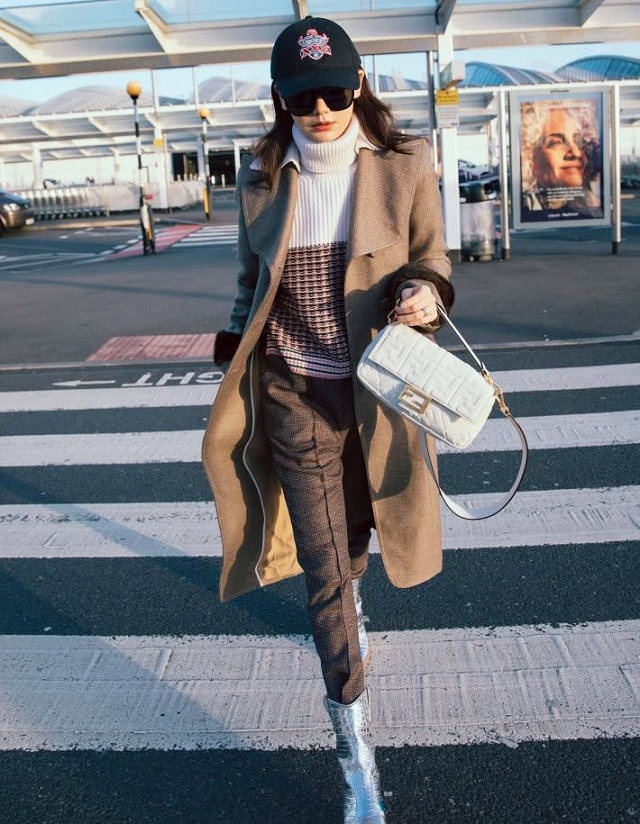 小香风外套内搭打底衫,深绿色外套内搭黄色打底衫