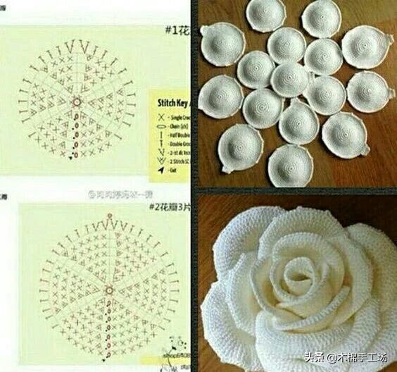 七种玫瑰花的钩编步骤,浪漫永不凋零的玫瑰花折纸