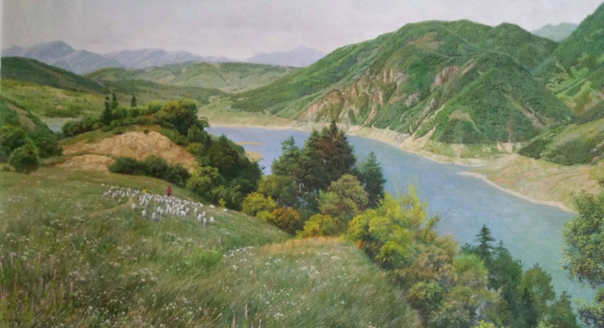 最新朝鲜风景油画图文,朝鲜大型山水风景油画图片集