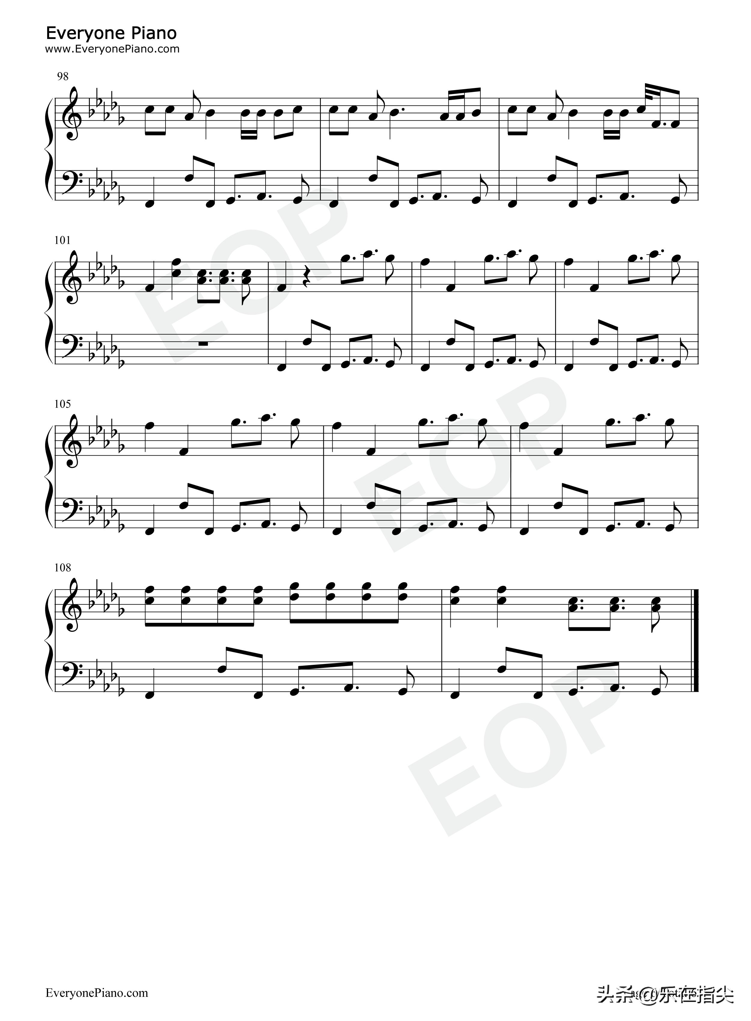 no钢琴谱五线谱,别知己五线谱钢琴谱双手指法