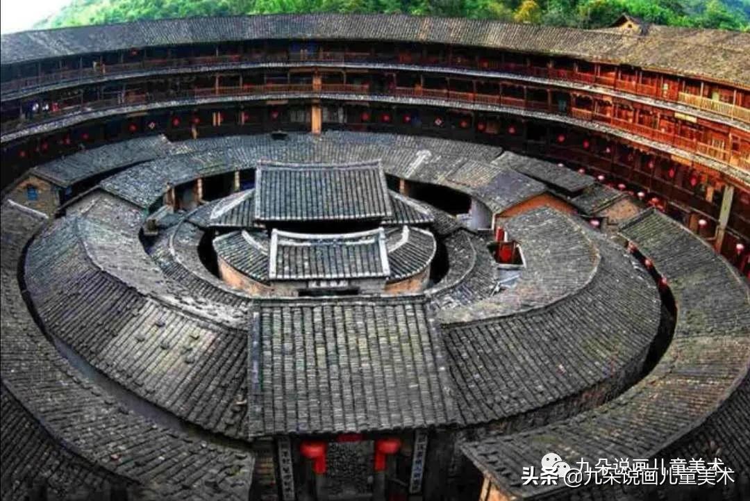 三年级画福建土楼怎么画,福建土楼儿童绘画作品