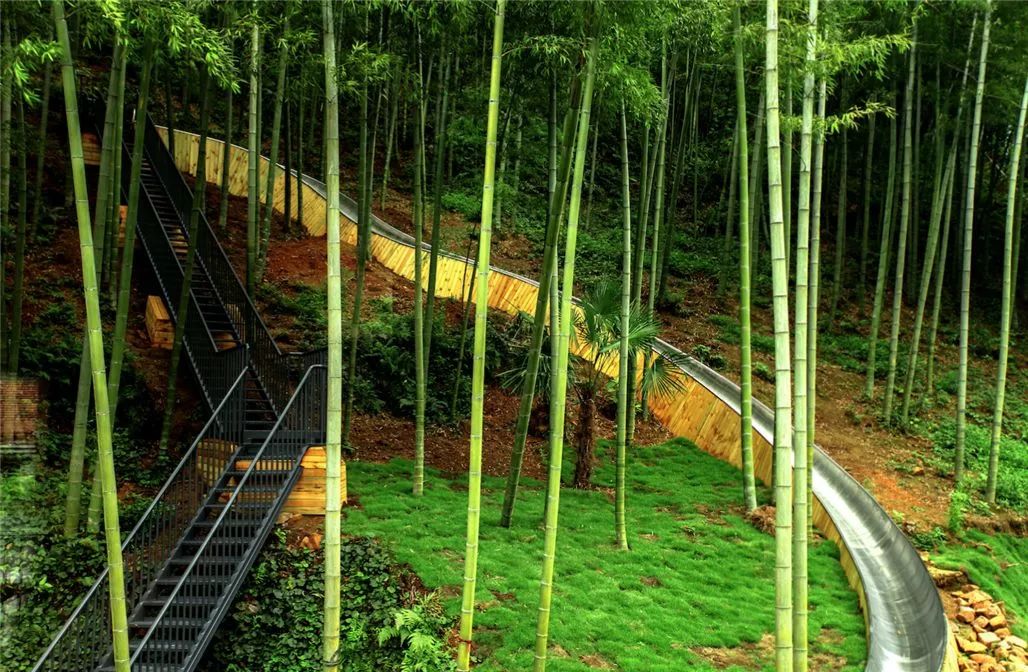 莫干山网红儿童旋转滑梯民宿,莫干山新晋森林亲子民宿无边泳池