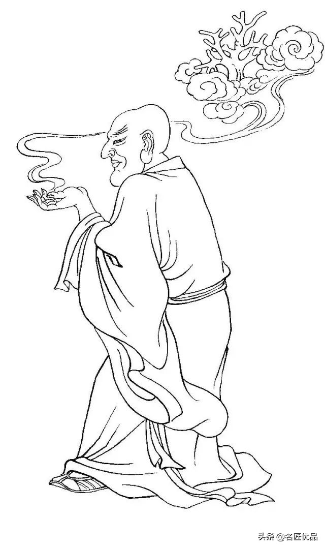 降龙罗汉白描图高清图片,十八罗汉白描图高清图片