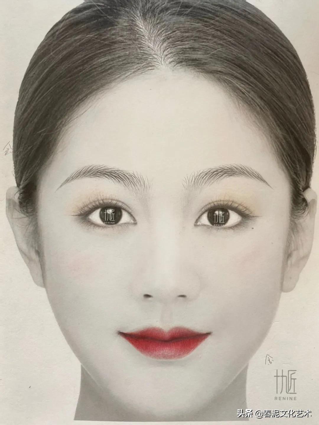 纹眉真人纸上练习画法图片步骤,不同眉形的纹眉