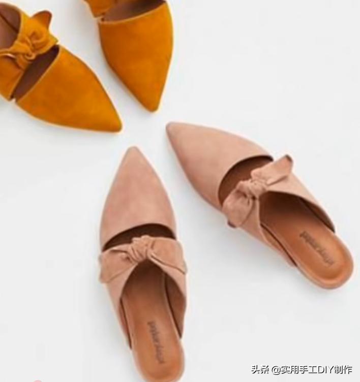 斜条纹小蝴蝶结拖鞋的织法,蝴蝶结草编拖鞋