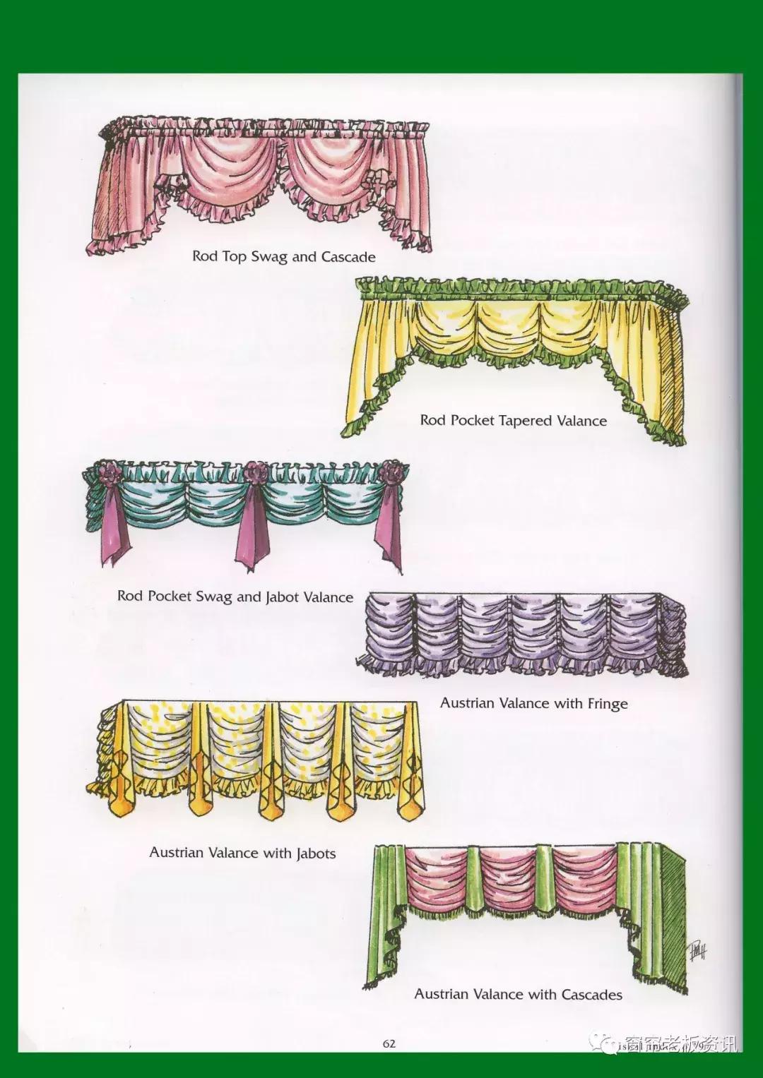 手绘窗帘效果图,100种窗帘图案大全