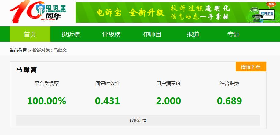 电诉宝：“马蜂窝”商家撤出平台店铺保证金难退售后遇推诿