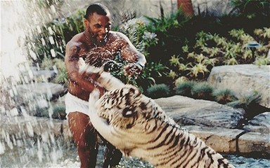 拳王泰森和巨型猛兽打架,拳王泰森跟狮子打架